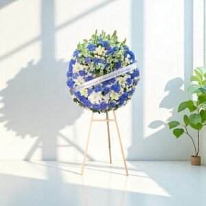 Corona Fúnebre Serenidad Azul – Homenaje Floral