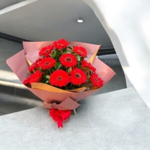 Pasión Vibrante – Ramo de 10 Gerberas Rojas