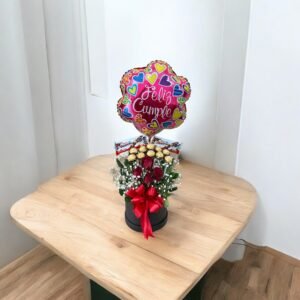 Caja Sorpresa Cumpleaños con Rosas, Chocolates y Globo